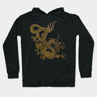 Gold Chinese Dragon Asian Tradition Tattoo Style Hoodie